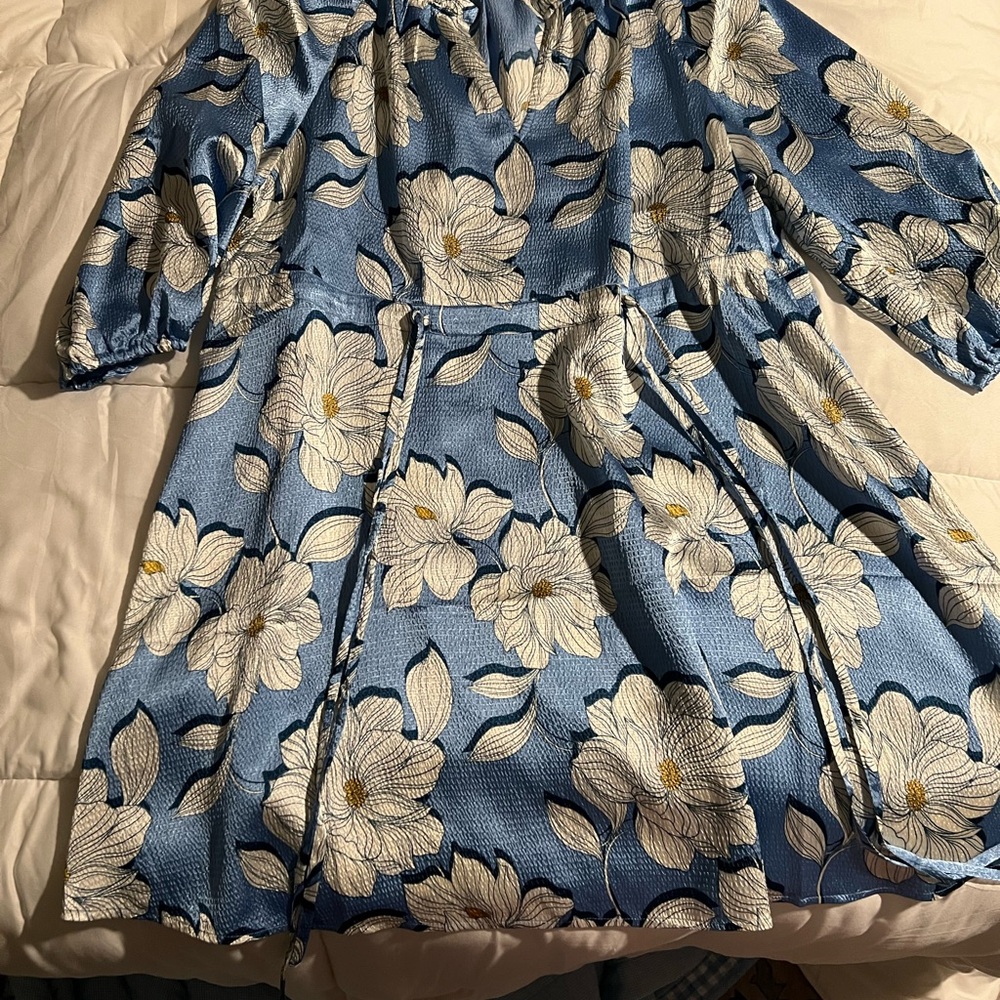 Draper James Blue and White Leaf Dress